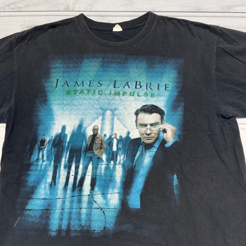 James LaBrie T-Shirt Mens Large Black Static Impulse 2010 Band Tour Graphic Tee